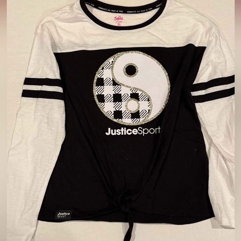 Justice Black and White Graphic Tee